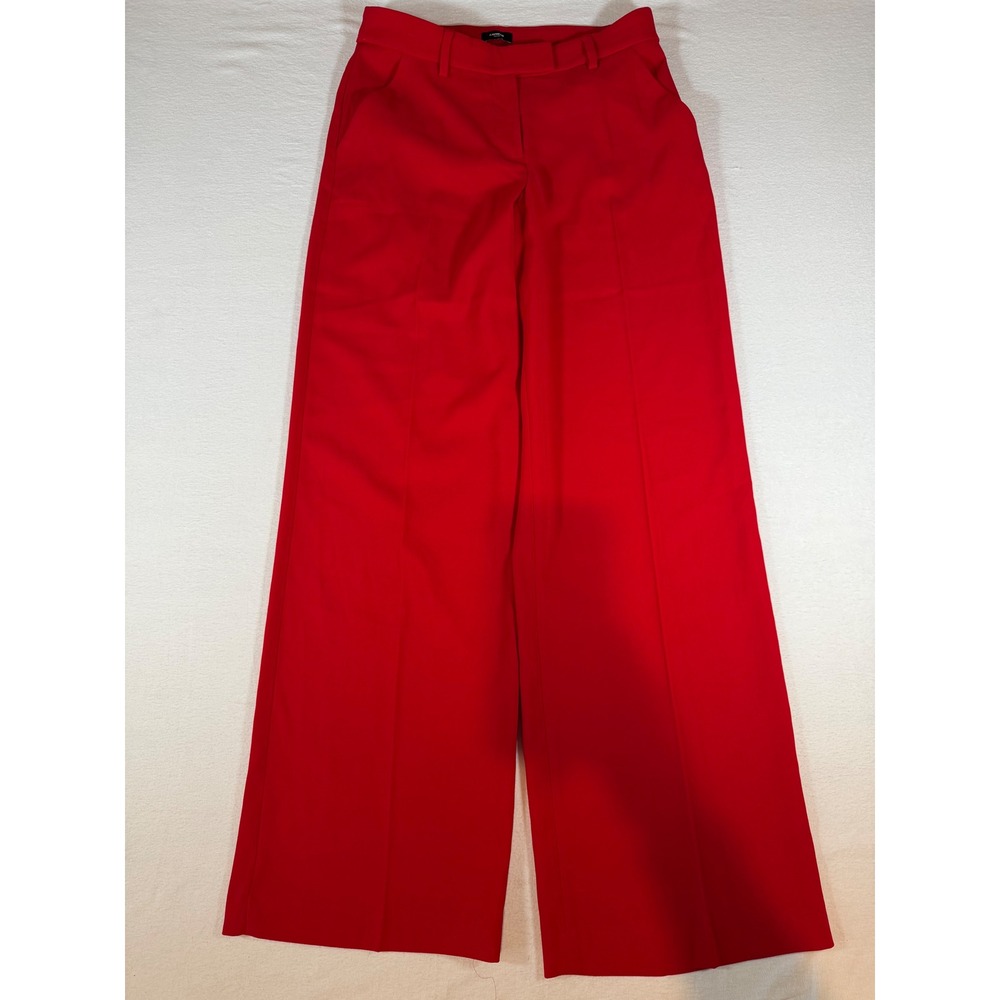 Express Editor Relaxed Trouser Red Mid Rise Wide Leg Pants Size 6